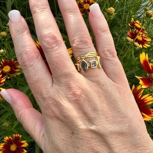 New! Multi Gemstone Bezel Set Ring